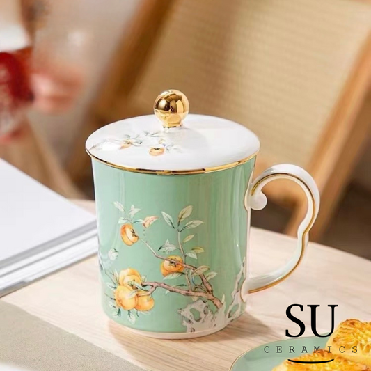 Celadon Persimmon Bloom Mug