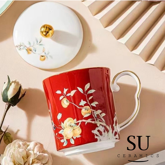 Crimson Persimmon Bloom Mug