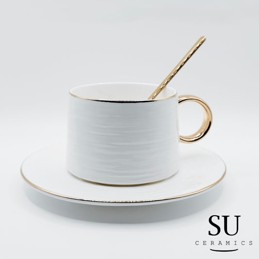 Snow Ridge Gold-Rimmed Coffee Set